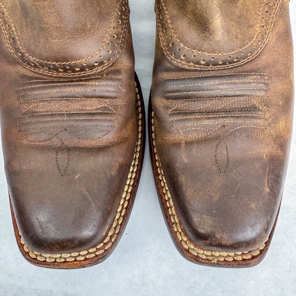 Ariat Womens Brown Leather Western Boots Square Toe Teal Lining Size 8.5B - Picture 3 of 6
